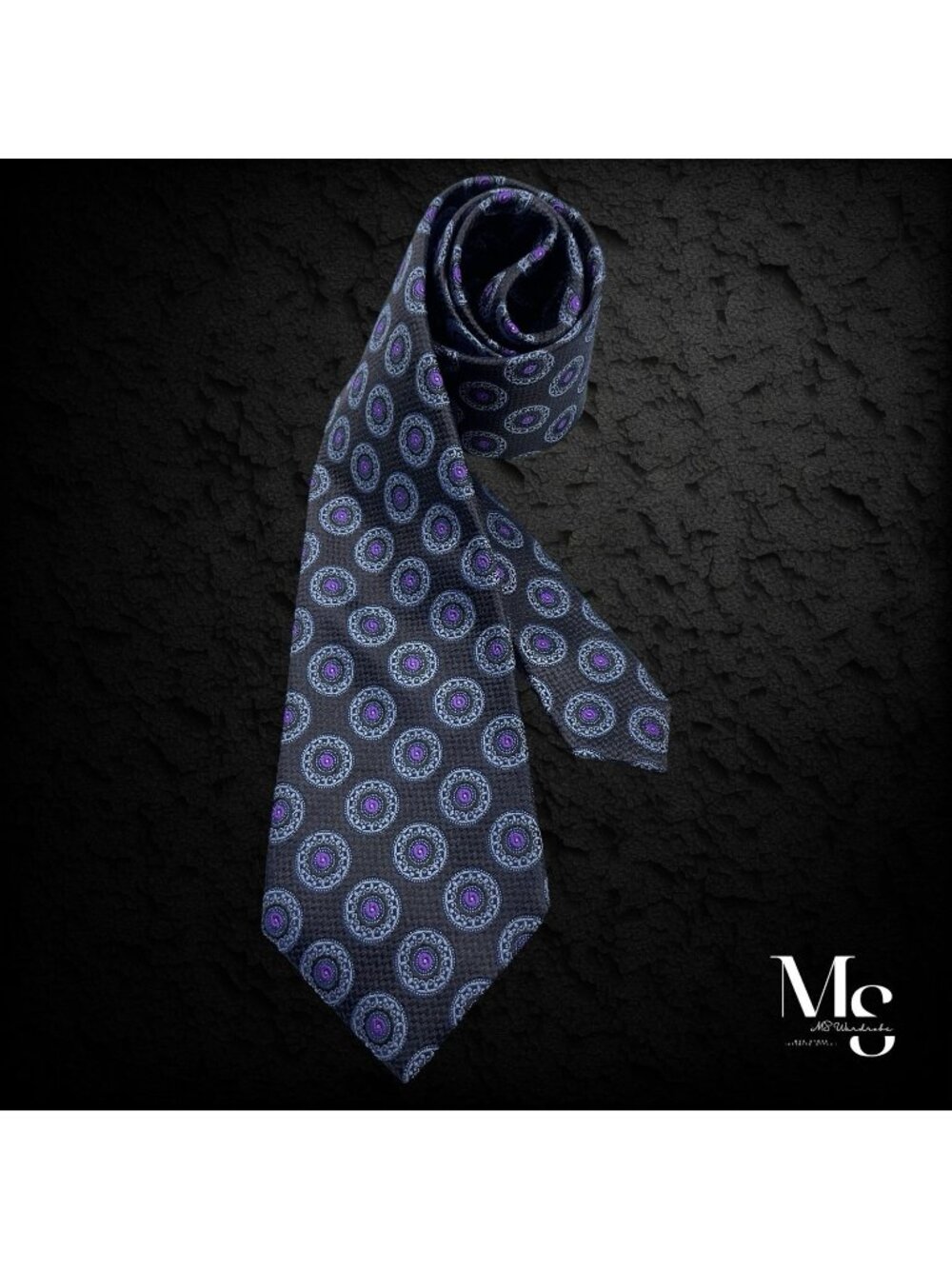 ERMENEGILDO ZEGNA Black Tag Brown Gray Medallion Silk Tie Italy 59’’-3.5’’ EUC